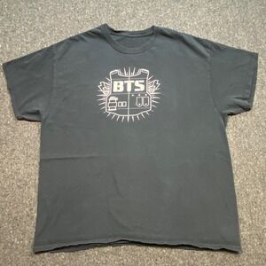 BTS TShirt Sz XL Mens Black K-Pop Bulletproof Vest Logo Member Names Streetwear